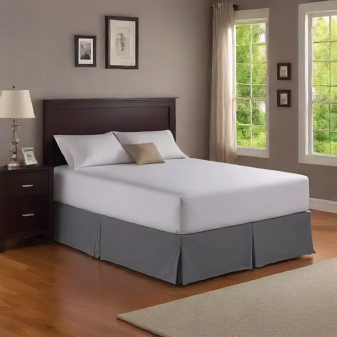 11 Inches Drop Bed Skirt Dark Grey Egyptian Cotton 1000TC