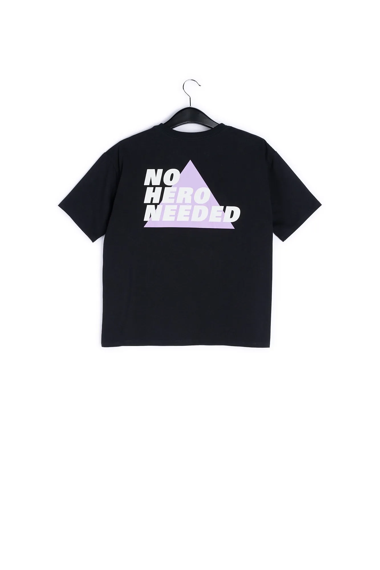 Black cotton 'No hero needed' T-shirt