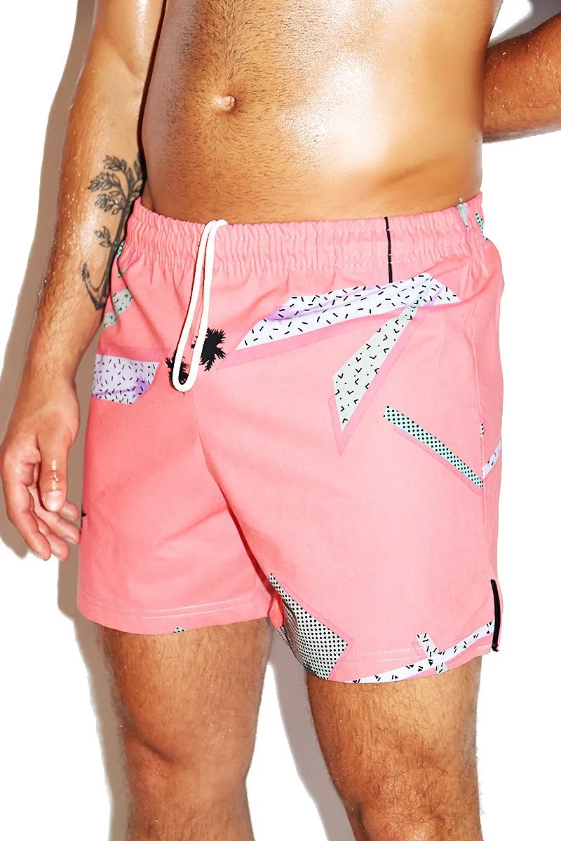Cali Sunset Cotton Athletic Shorts- Pink