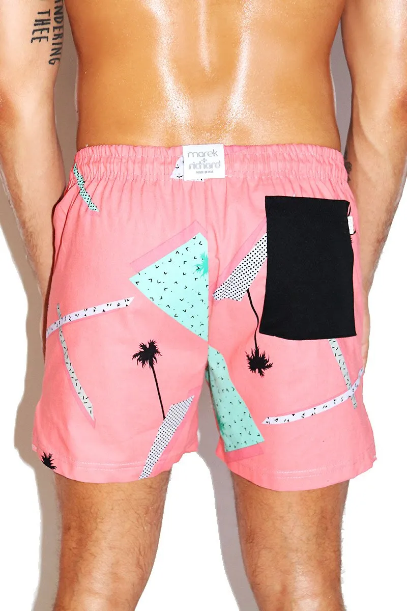 Cali Sunset Cotton Athletic Shorts- Pink