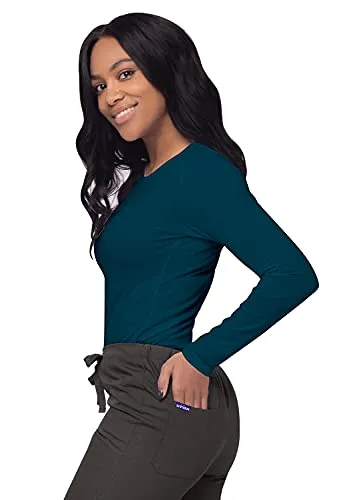 Caribbean Blue Scrubs for Ladies - Long Sleeve Comfort Underscrub Tee - SIVVAN Womens Fall Fashion