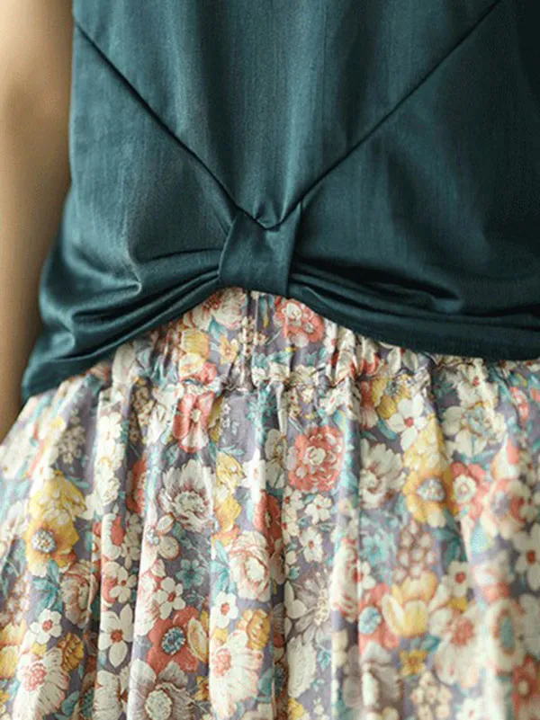 Chicmy-Original Floral Cotton-Blend A-Line Skirt