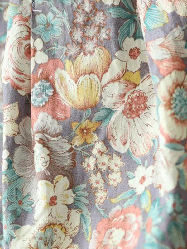Chicmy-Original Floral Cotton-Blend A-Line Skirt