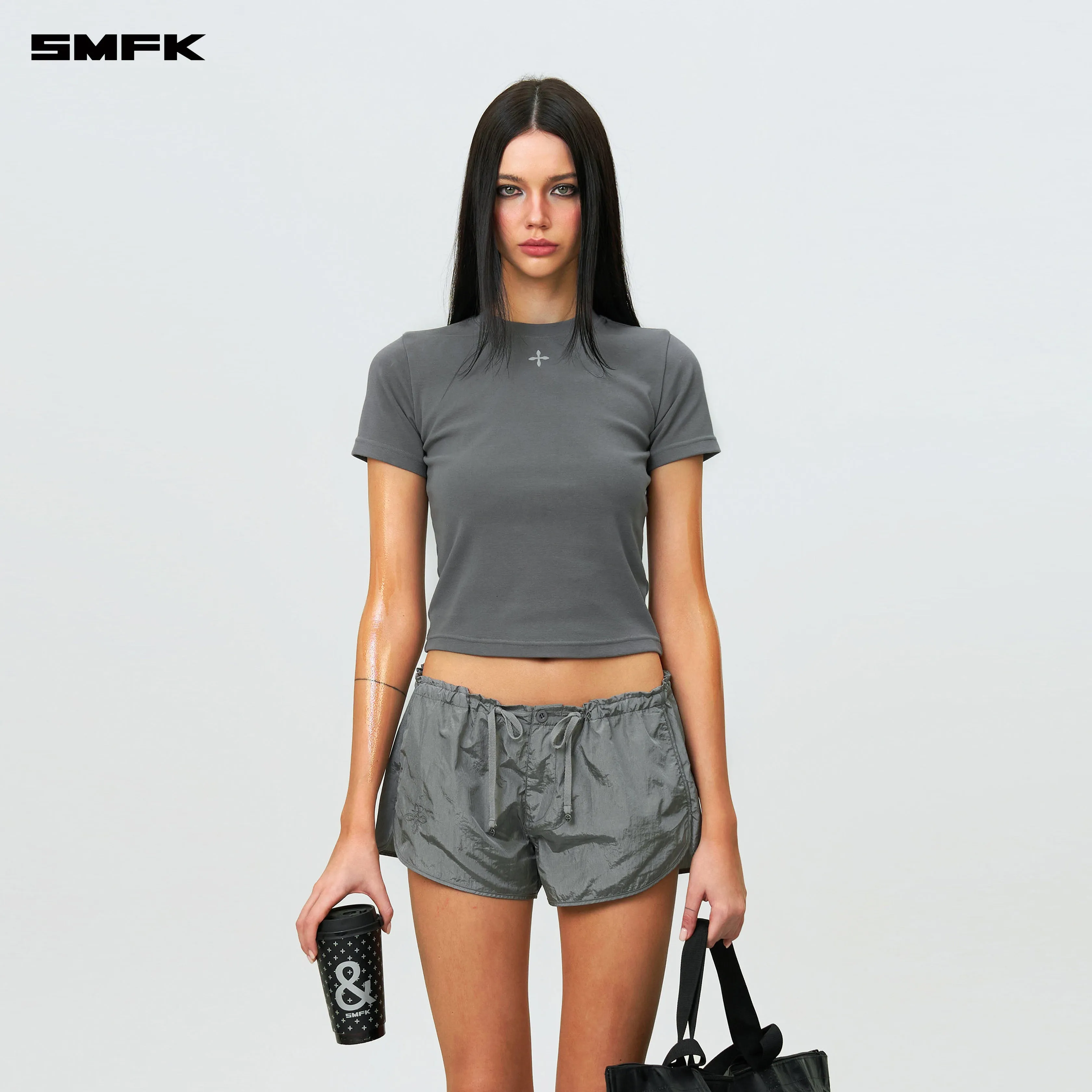 Compass Hug Slim Fit Tee Dark Gray