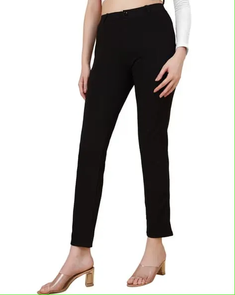 High waist stretched tailored fir formal dark black