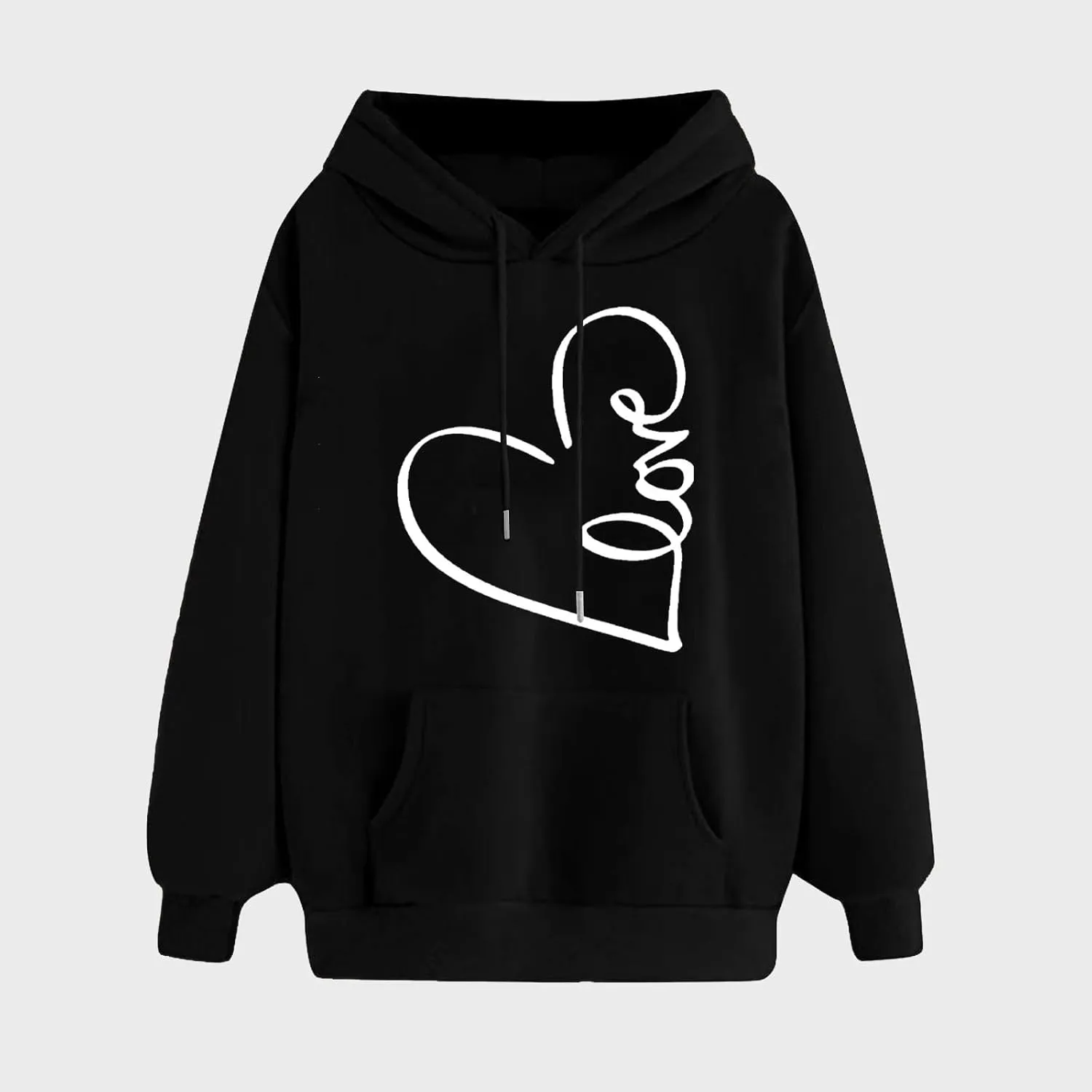 Hoodie for Women 2024 Fall Fashion Heart Print Long Sleeve Casual Loose Fit Tops Teen Girls Oversized Sweatshirts