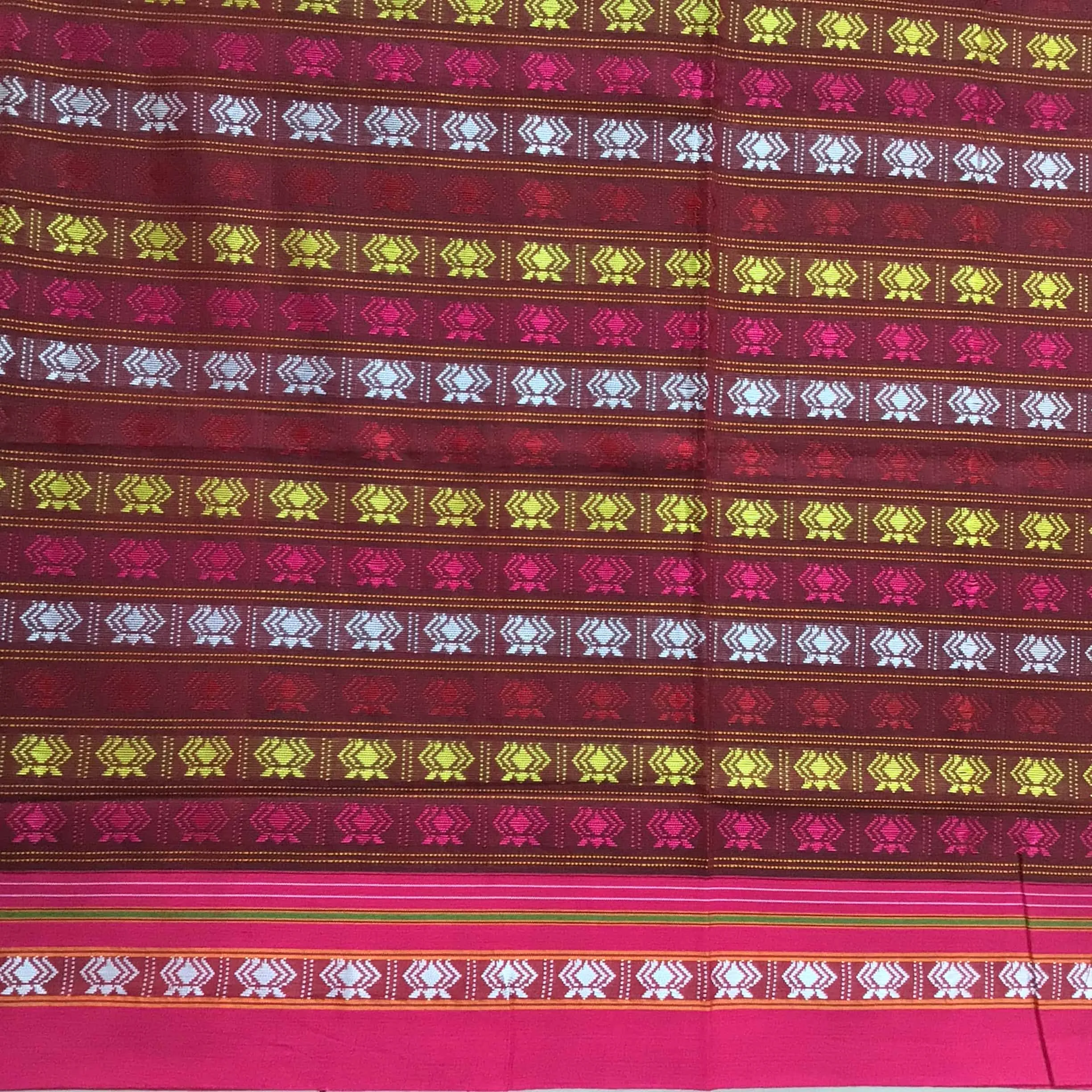 Indiva Maroon & Pink Khun Blouse Piece
