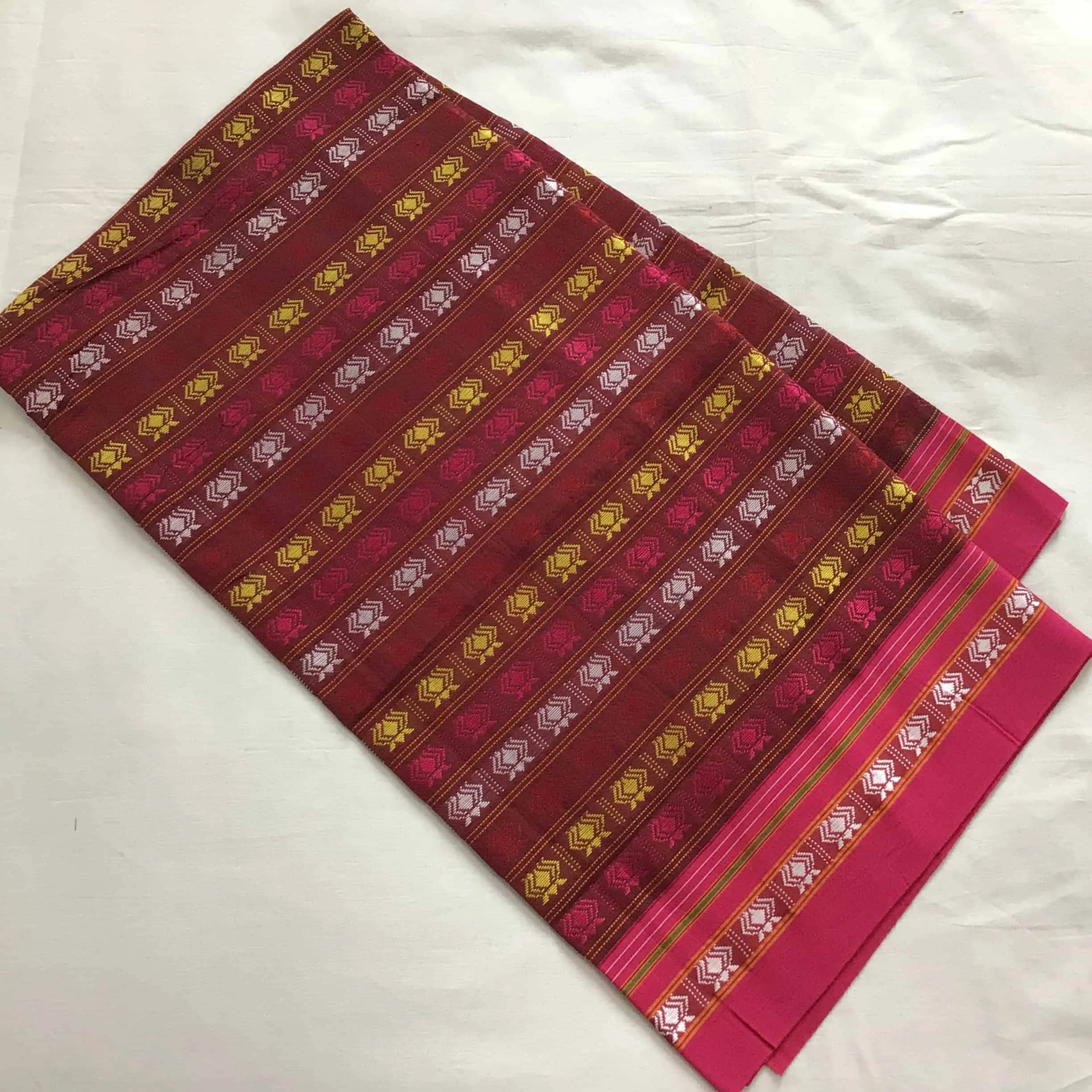 Indiva Maroon & Pink Khun Blouse Piece