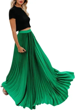 Maxi Skirts for Women Womens Fashion High Waist Fold Soild Vintage Loose Beach Wrap Maxi Long Skirt Skirt Long
