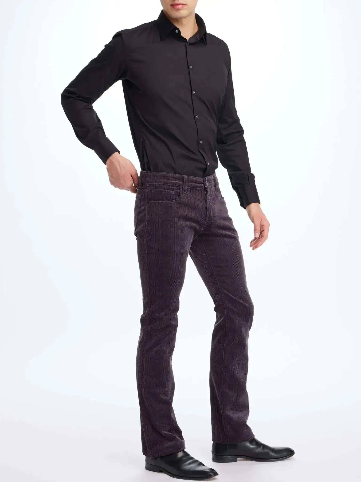 Men's Bootcut Stretch Corduroy Pant In Grey