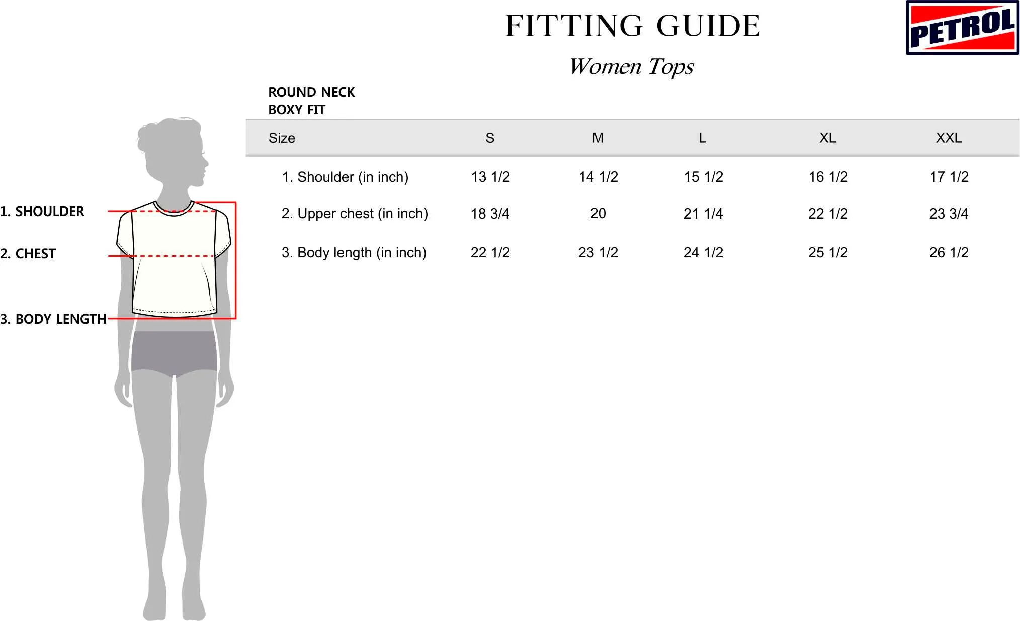 Petrol Ladies Basic Tees Boxy Fitting Ribbed Fabric 159506-U (Gray)