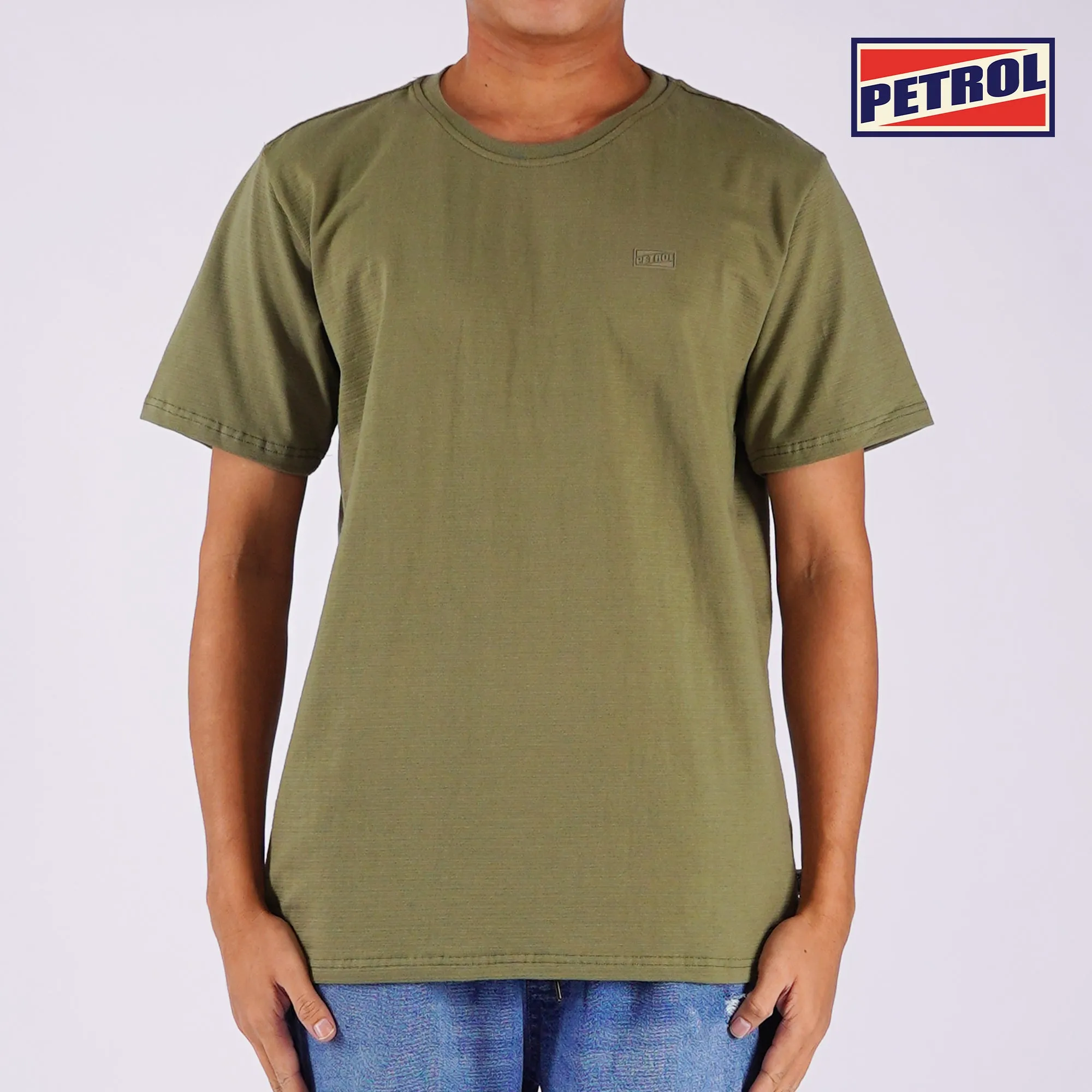 Petrol Men's Basic Tees Slim Fitting Missed Lycra Fabric 162684 (Fatigue)