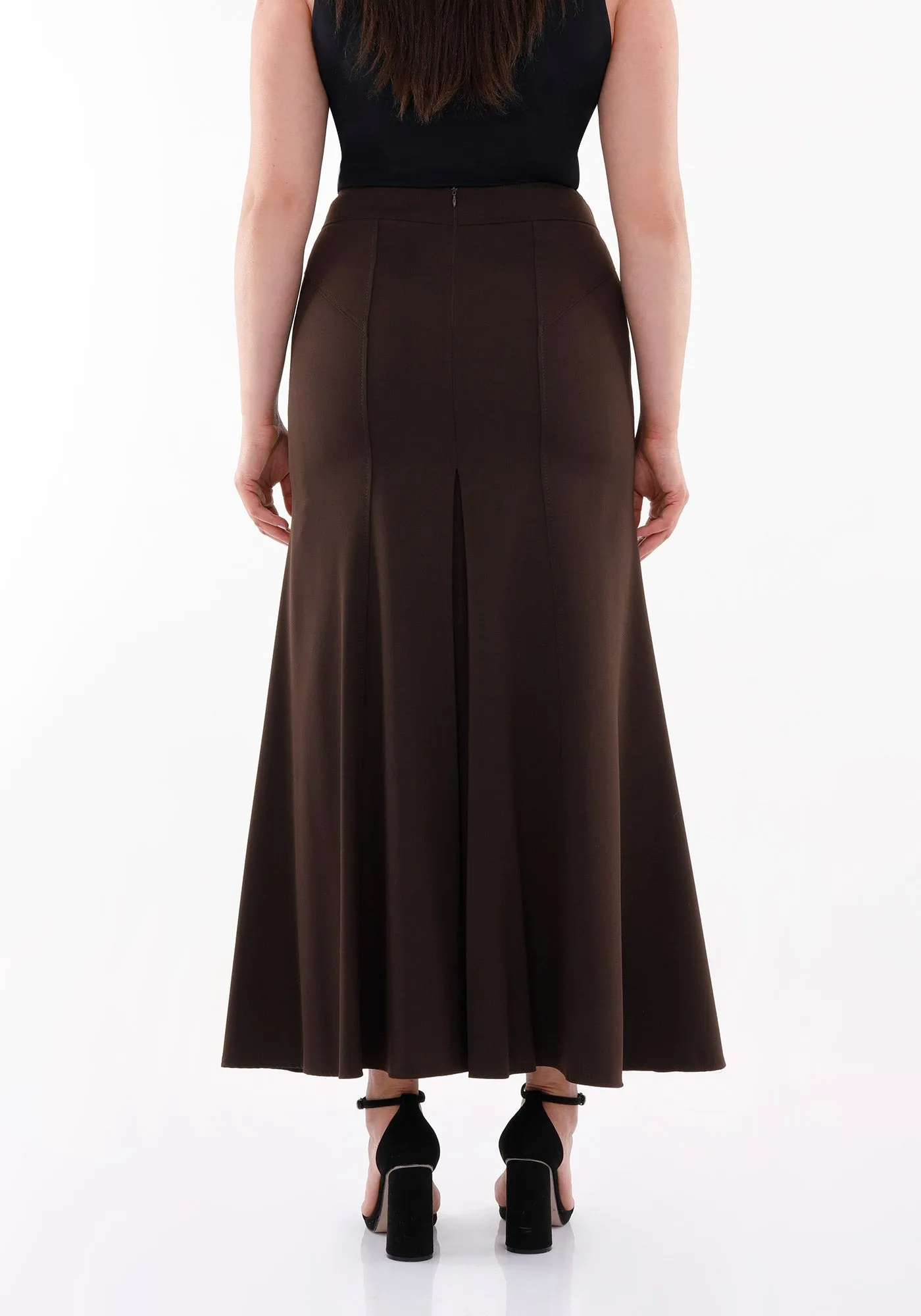 Plus Size Oversized Brown Maxi Fishtail Skirt