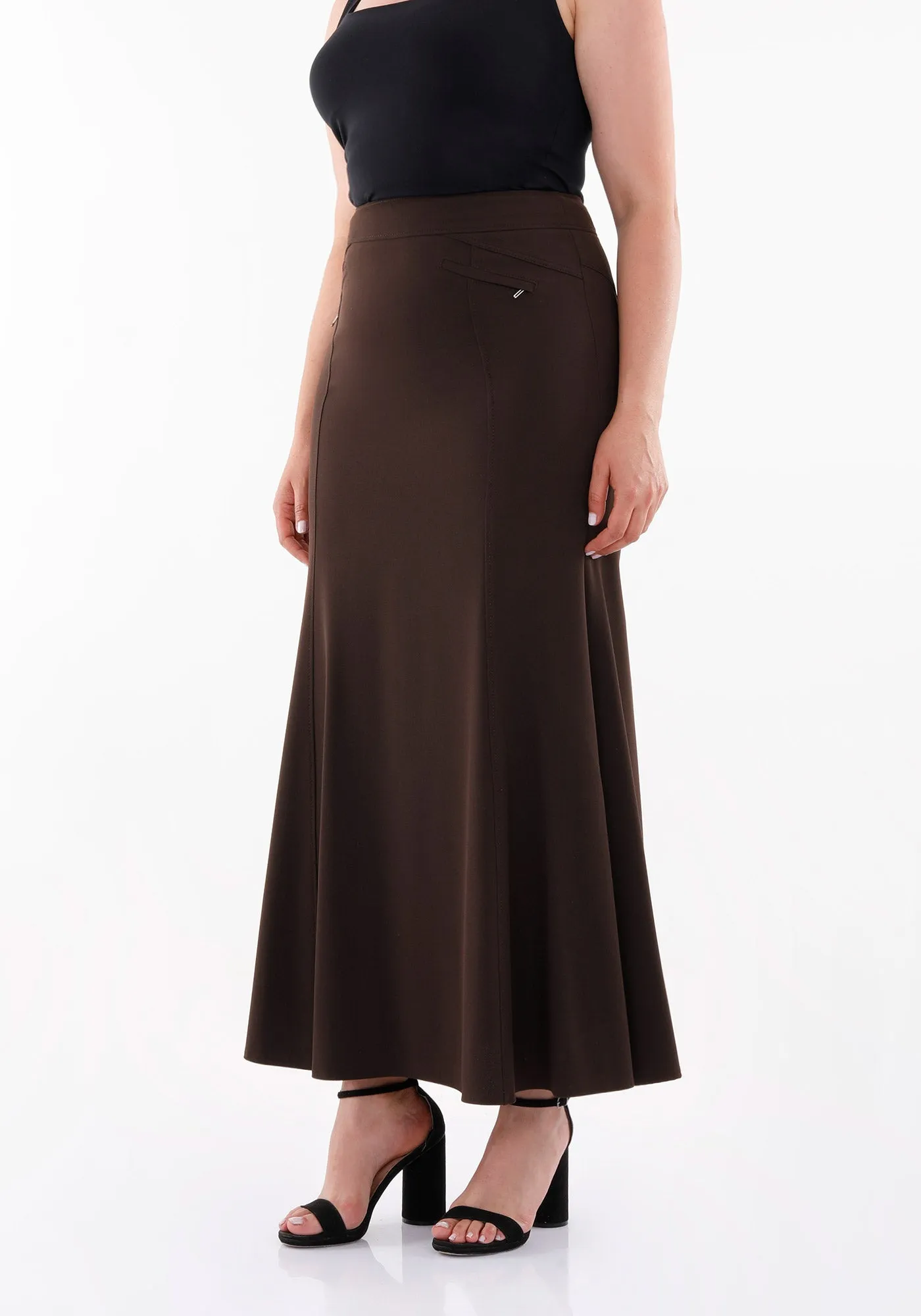 Plus Size Oversized Brown Maxi Fishtail Skirt