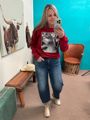 Risen High Rise Crop Barrel Jeans