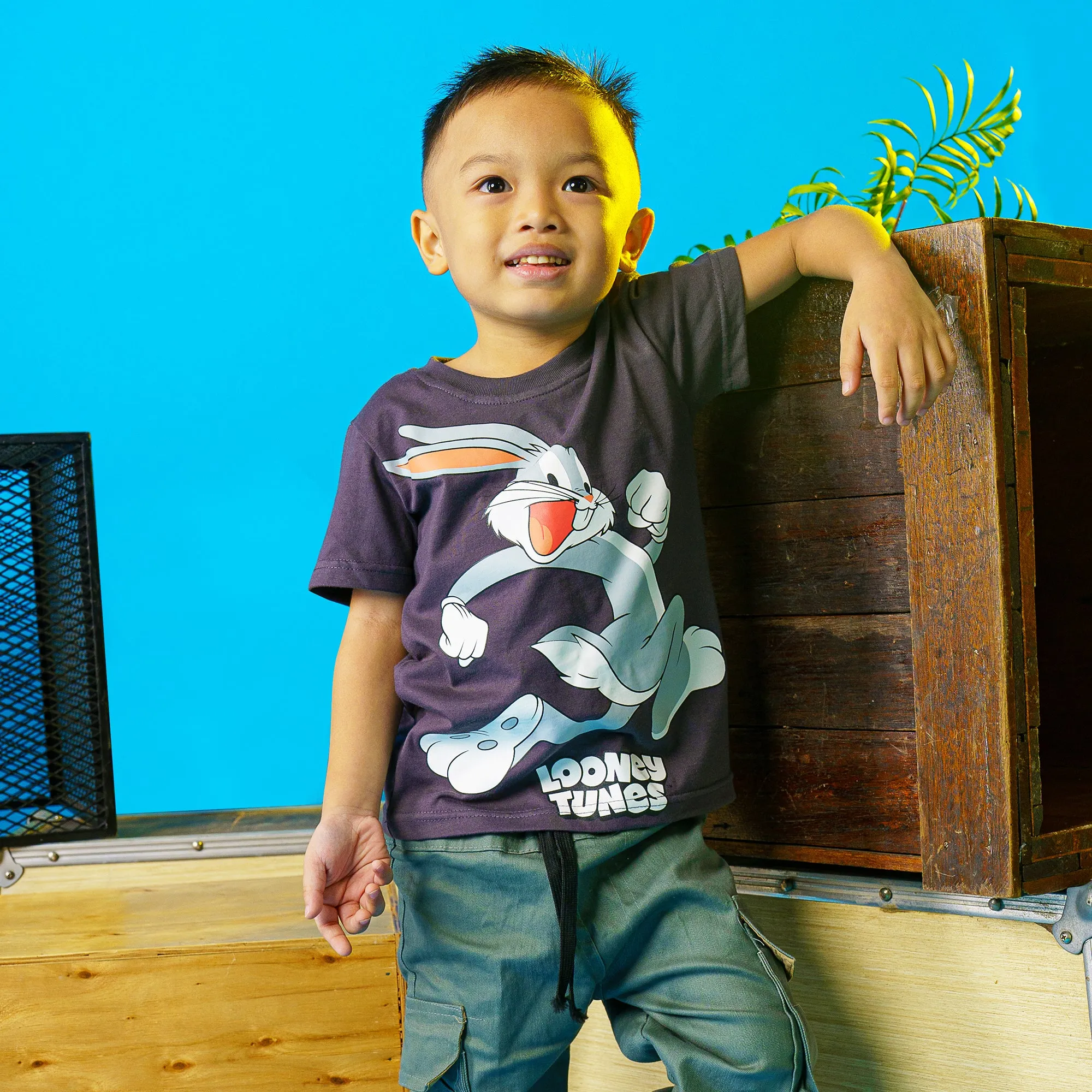 RRJ x Looney Tunes Children's Basic Tees Regular Fitting CVC Jersey Fabric for Toddler 163975-U (Dark Gray)