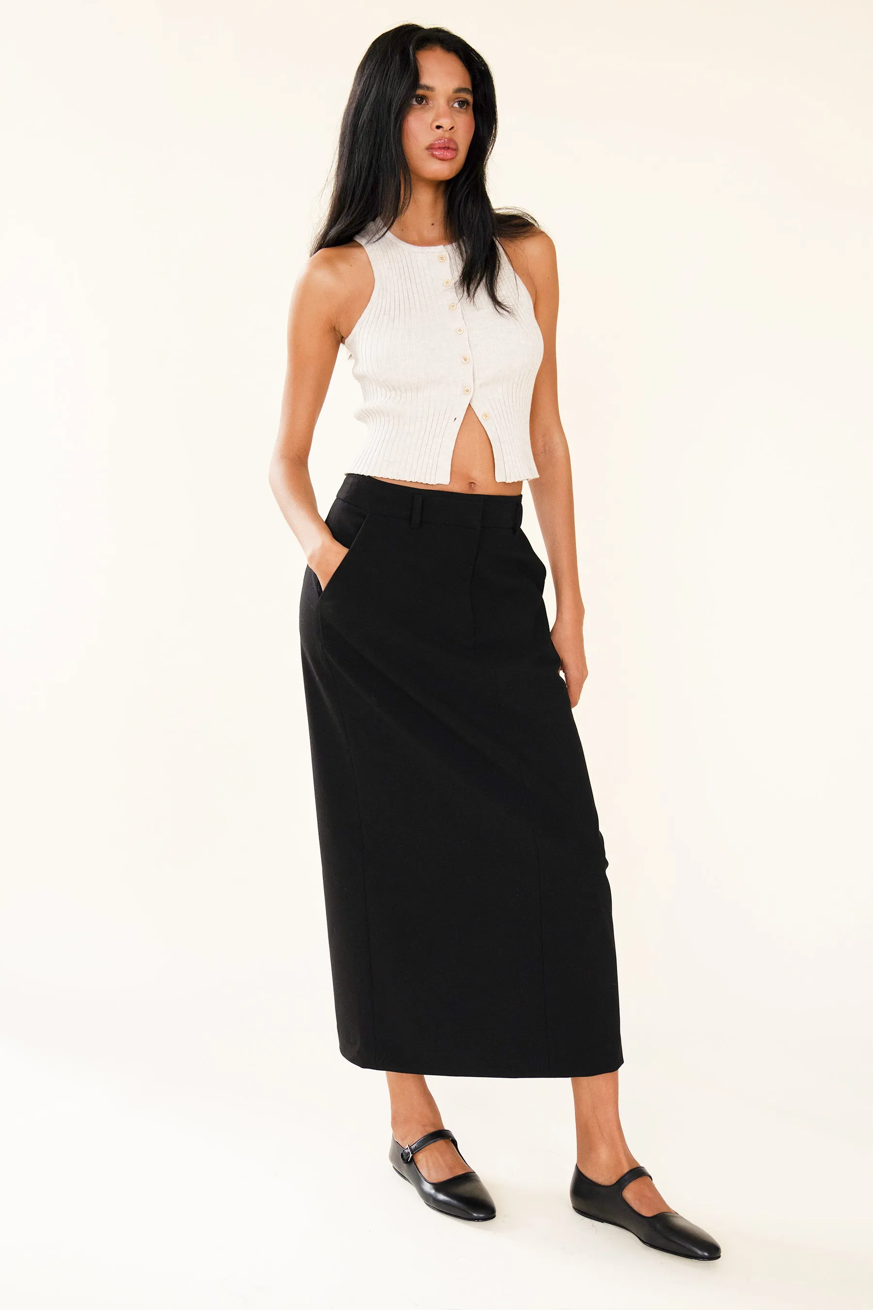 SAVANNA TAILORED SKIRT - NOIR