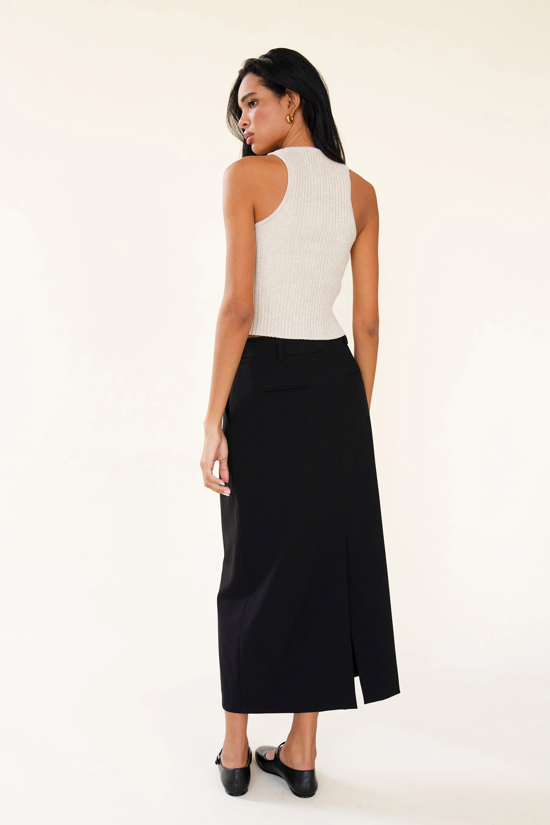 SAVANNA TAILORED SKIRT - NOIR