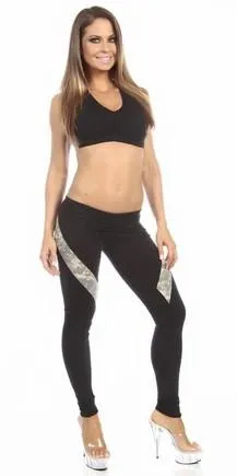 Sexy Military Force Supportive Green Digital Camouflage Sports Bra Top - Black/Green