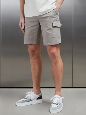 Tailored Cotton Cargo Short in Stone