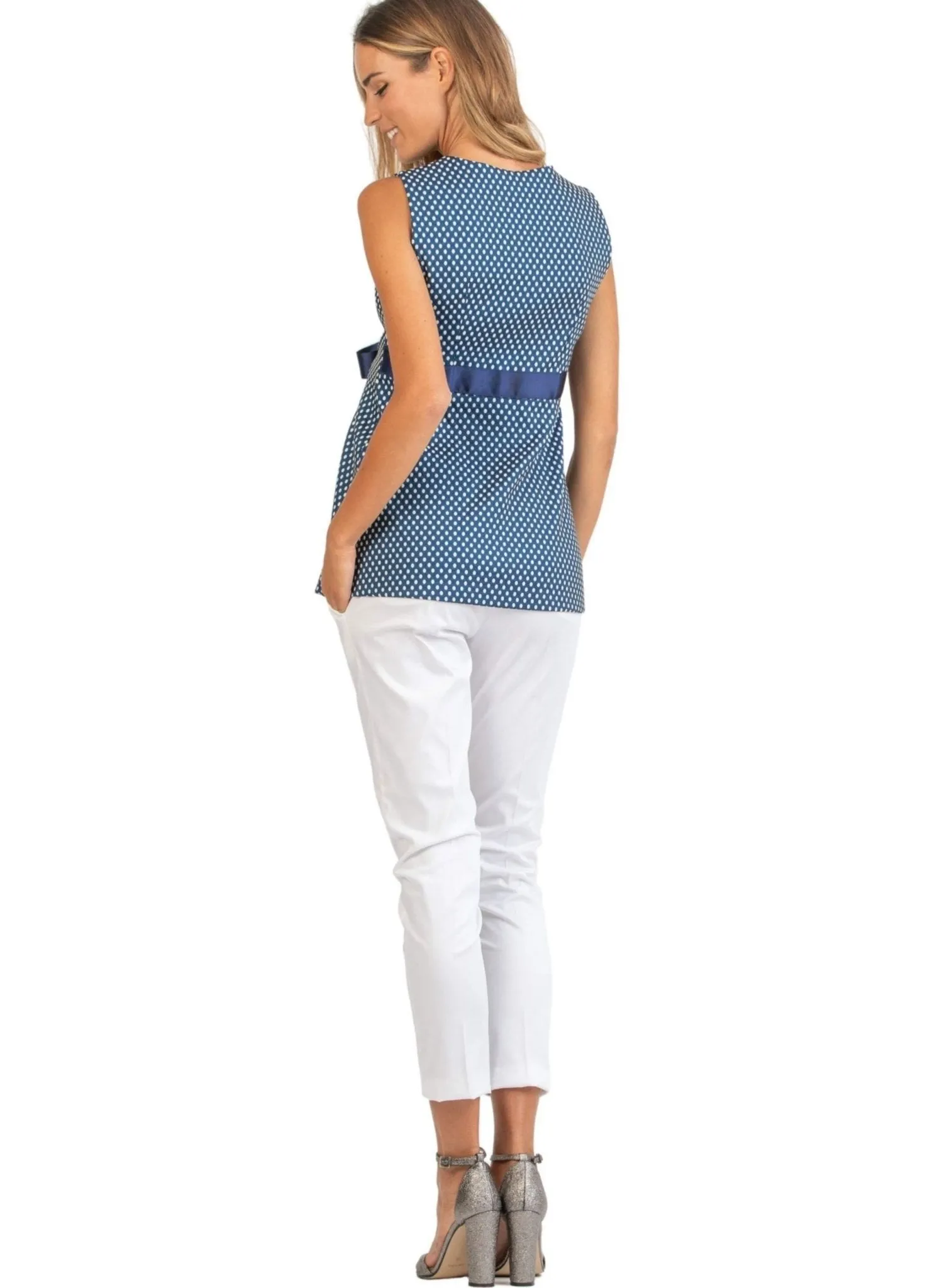 Tailored Maternity Trousers in Stretch Cotton - White