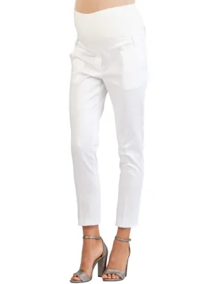 Tailored Maternity Trousers in Stretch Cotton - White