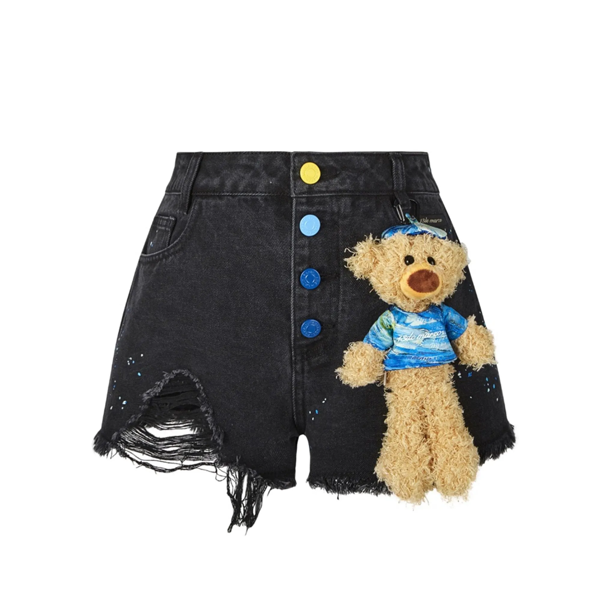 Van Gogh Masterpiece Denim Shorts in Black