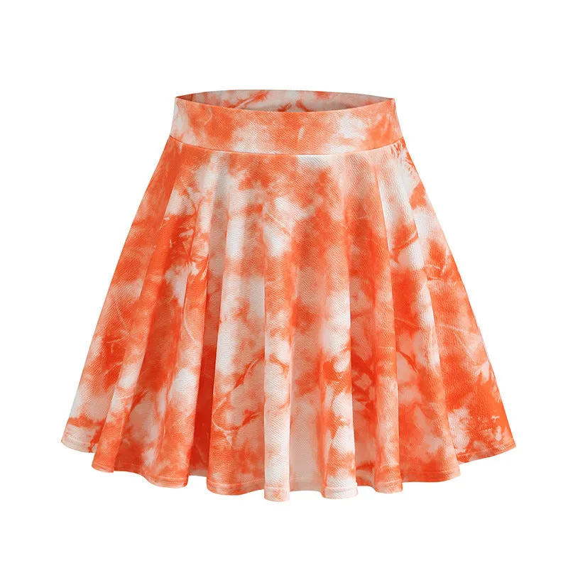 Women Dye Colourful Stretchable Flare Skirt Casual Mini Skirt