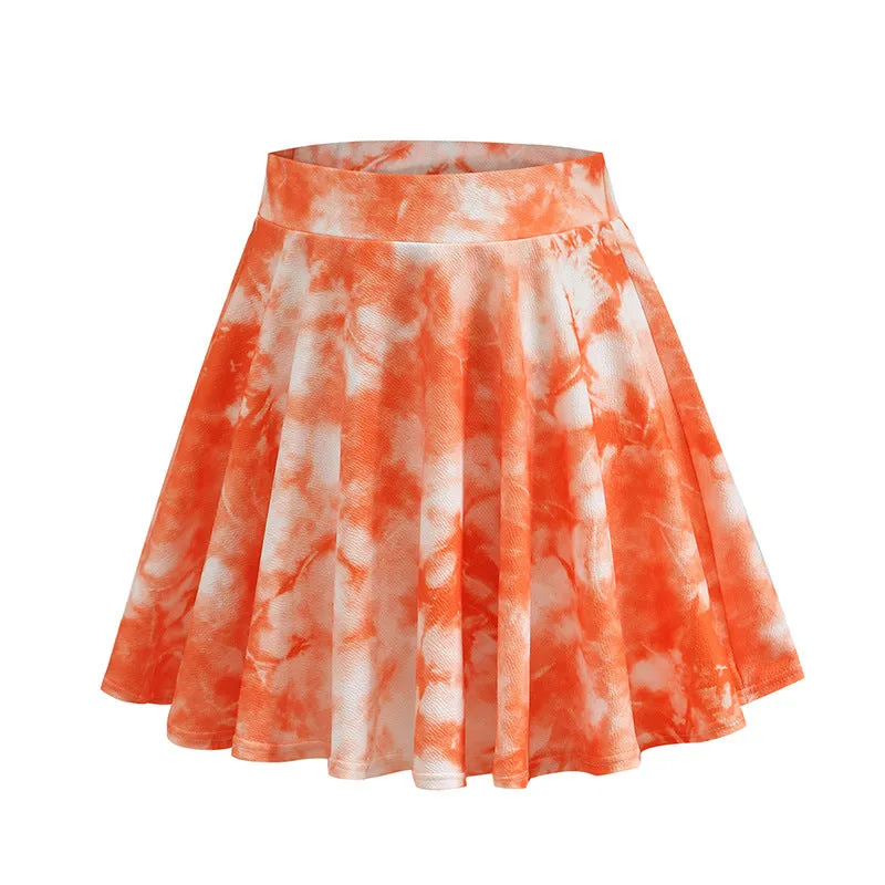 Women Dye Colourful Stretchable Flare Skirt Casual Mini Skirt