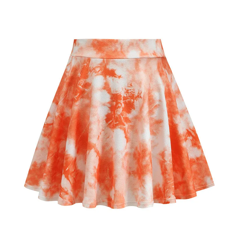 Women Dye Colourful Stretchable Flare Skirt Casual Mini Skirt