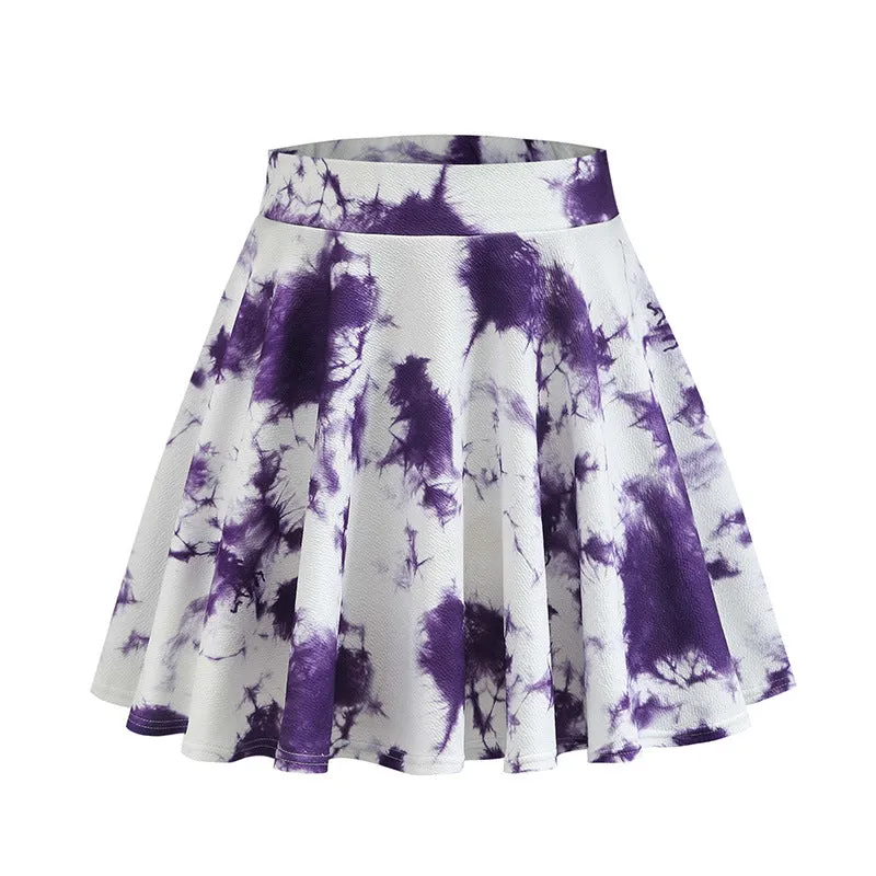 Women Dye Colourful Stretchable Flare Skirt Casual Mini Skirt
