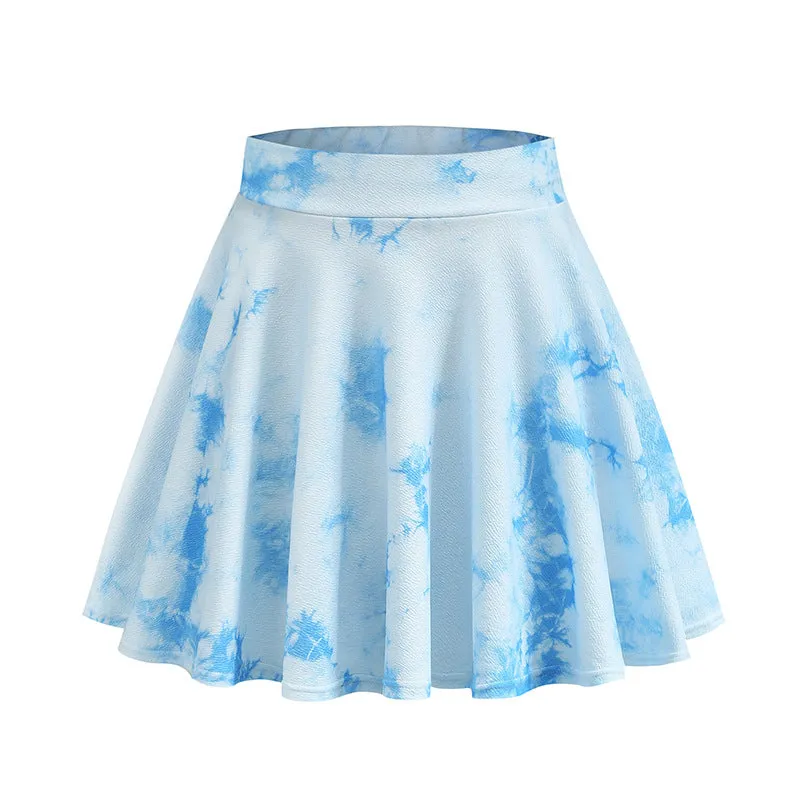 Women Dye Colourful Stretchable Flare Skirt Casual Mini Skirt