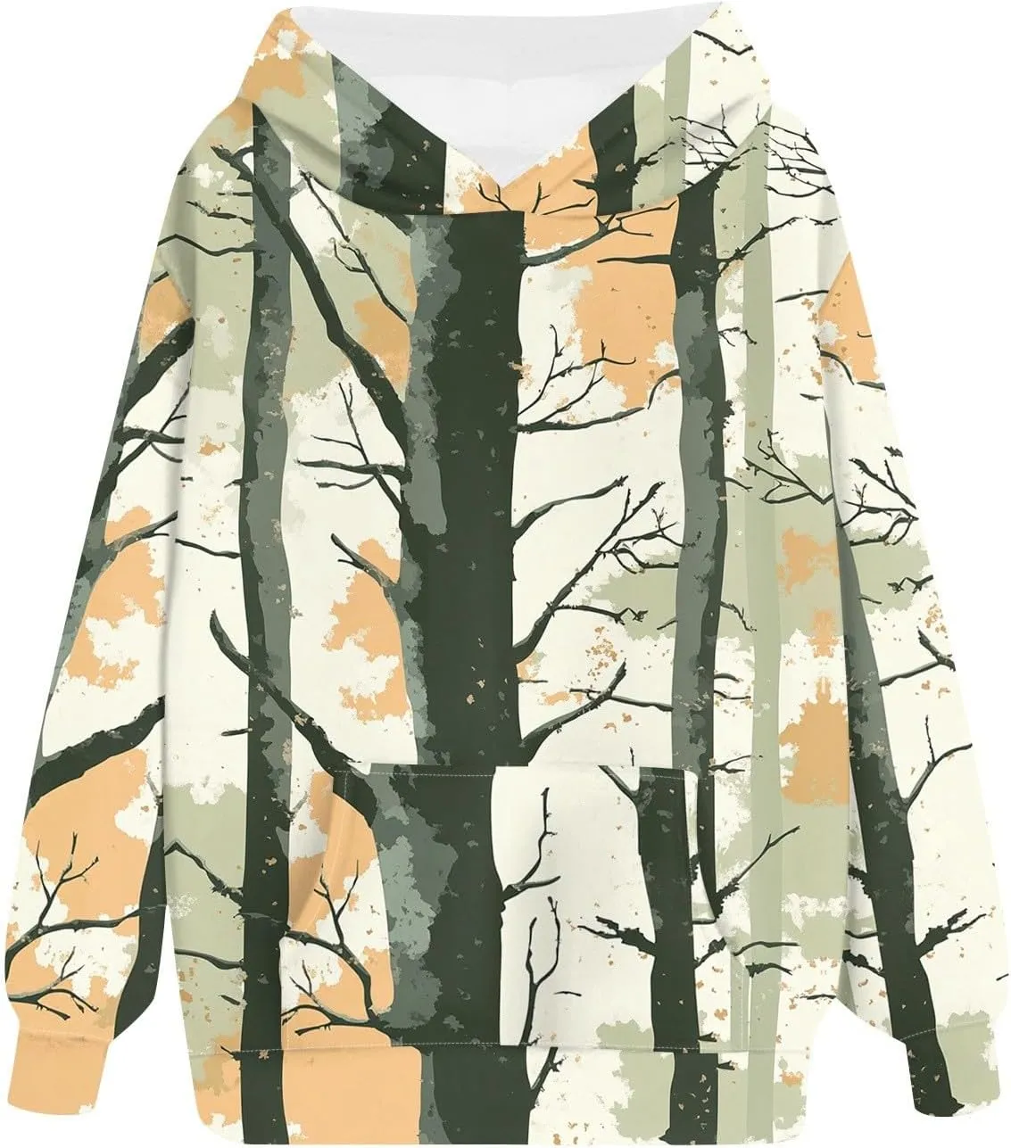 Womens Camo Hoodie Fall Winter Sweatshirt Maple Leaf Print Hoodie Drop Shoulder Long Sleeve Camo Shirt With Pocket