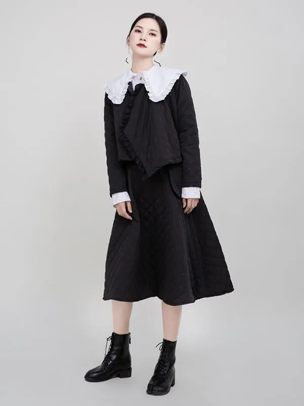 xakxx Black Large Pocket Thickening A-Line Skirt