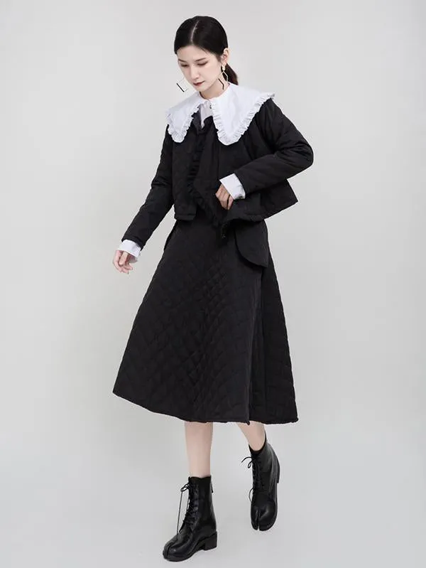 xakxx Black Large Pocket Thickening A-Line Skirt