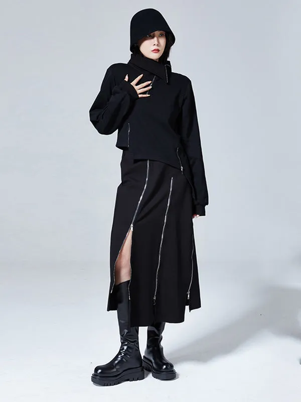 xakxx Fashion A-Line Irregularity Zipper Bodycon Skirts