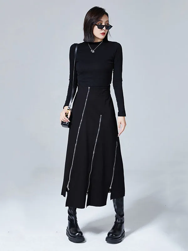 xakxx Fashion A-Line Irregularity Zipper Bodycon Skirts