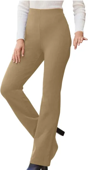 yardsong Dress Pants Women Bootcut Elastic High Waist Pull On Work Slacks Dressy Casual Slim Fit Solid Office Trousers